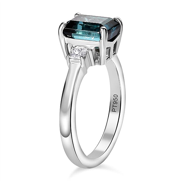 Certified & Appraised Rhapsody AAAA Monte Belo Indicolite And E-F VS Diamond 2.80 Ctw Ring In 950 Platinum 5.55 Grams