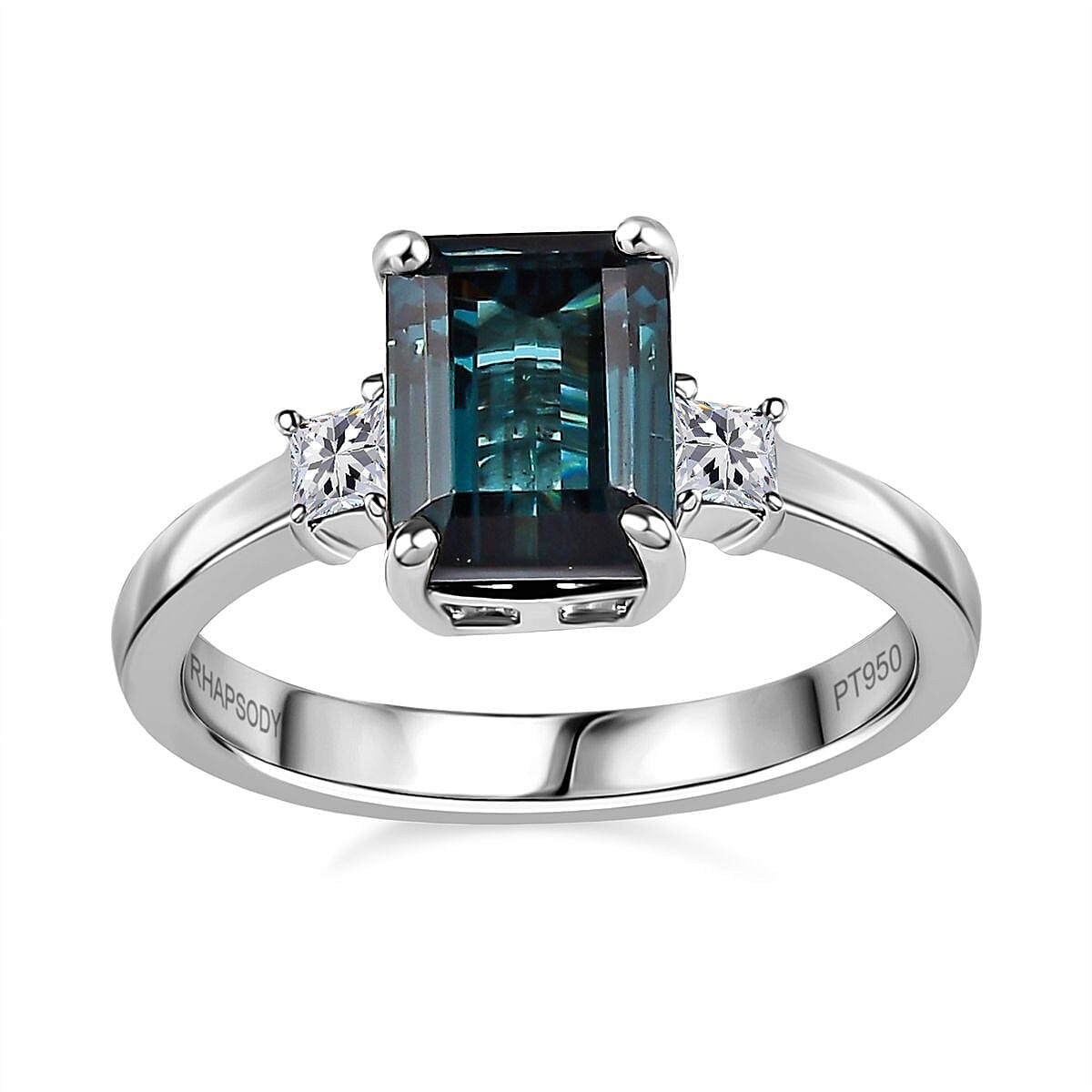 Certified & Appraised Rhapsody AAAA Monte Belo Indicolite and E-F VS Diamond 2.80 ctw Ring in 950 Platinum 5.55 Grams