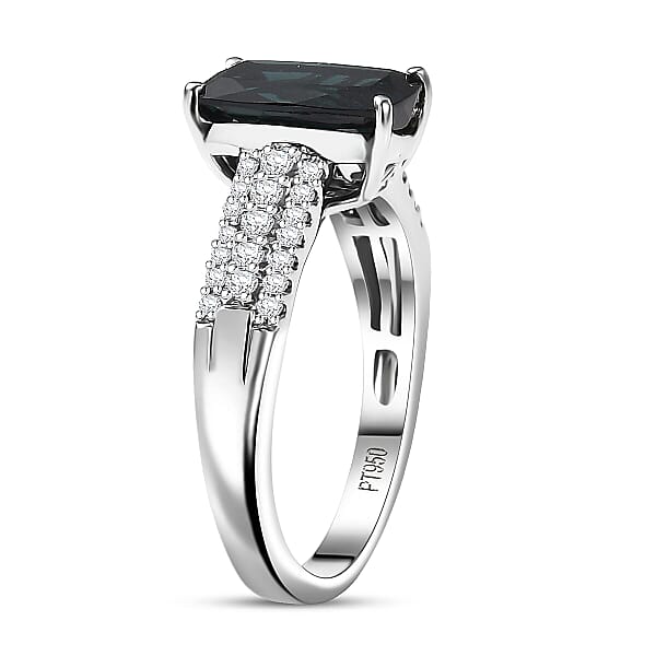 Certified & Appraised Rhapsody AAAA Monte Belo Indicolite And E-F VS Diamond 2.50 Ctw Ring In 950 Platinum 6.67 Grams