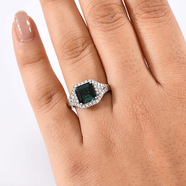 Certified & Appraised Rhapsody AAAA Monte Belo Indicolite And E-F VS Diamond 2.76 Ctw Ring In 950 Platinum 6.75 Grams