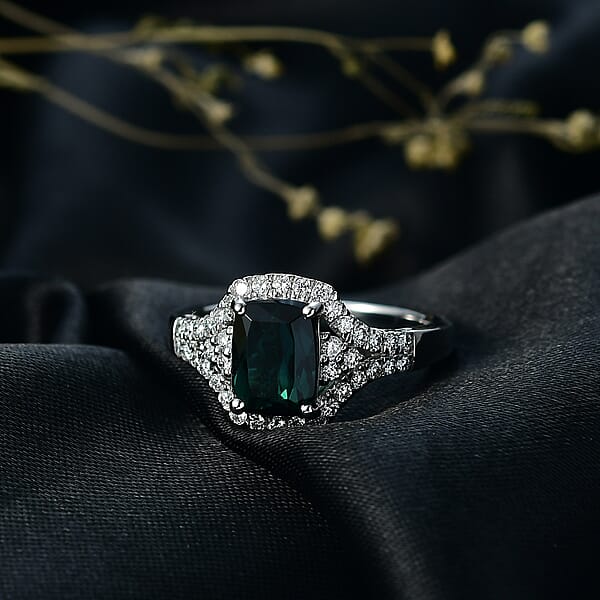 Certified & Appraised Rhapsody AAAA Monte Belo Indicolite And E-F VS Diamond 2.33 Ctw Ring In 950 Platinum 6.50 Grams