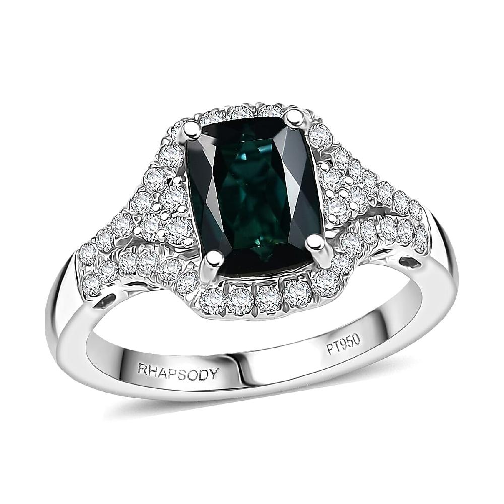 Certified & Appraised Rhapsody AAAA Monte Belo Indicolite And E-F VS Diamond 2.33 Ctw Ring In 950 Platinum 6.50 Grams