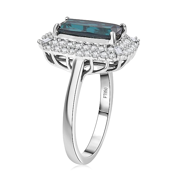 Certified & Appraised Rhapsody AAAA Monte Belo Indicolite And E-F VS Diamond 3.24 Ctw Ring In 950 Platinum 7.25 Grams