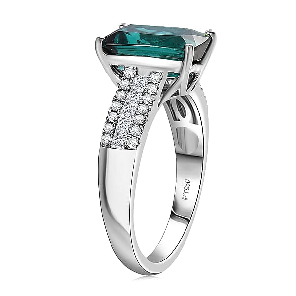 Certified & Appraised Rhapsody AAAA Monte Belo Indicolite And E-F VS Diamond 4.02 Ctw Ring In 950 Platinum 6.30 Grams
