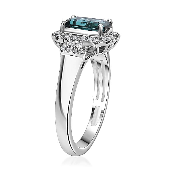 Certified & Appraised Rhapsody AAAA Monte Belo Indicolite And E-F VS Diamond 2.02 Ctw Ring In 950 Platinum 6.05 Grams