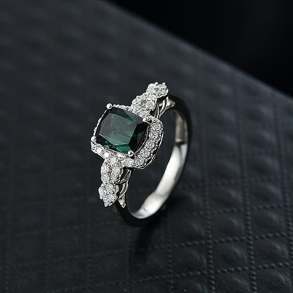 Certified & Appraised Rhapsody AAAA Monte Belo Indicolite And Diamond E-F VS 2.15 Ctw Ring In 950 Platinum (Size 10.0) 6.35 Grams