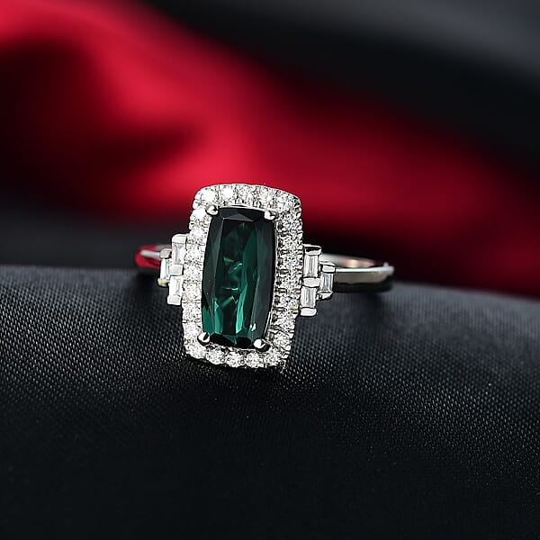 Certified & Appraised Rhapsody AAAA Monte Belo Indicolite And Diamond E-F VS 1.67 Ctw Ring In 950 Platinum 6.43 Grams