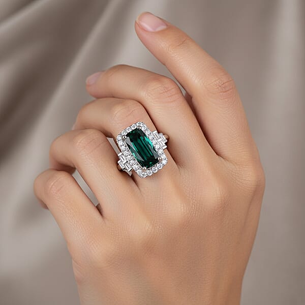 Certified & Appraised Rhapsody AAAA Monte Belo Indicolite And Diamond E-F VS 1.67 Ctw Ring In 950 Platinum 6.43 Grams