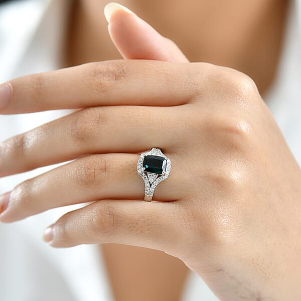 Certified & Appraised Rhapsody AAAA Monte Belo Indicolite And Diamond E-F VS 2.34 Ctw Ring In 950 Platinum 6.50 Grams