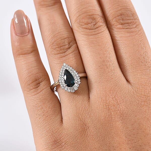 Certified & Appraised Rhapsody AAAA Monte Belo Indicolite And Diamond E-F VS 1.60 Ctw Ring In 950 Platinum 6.48 Grams