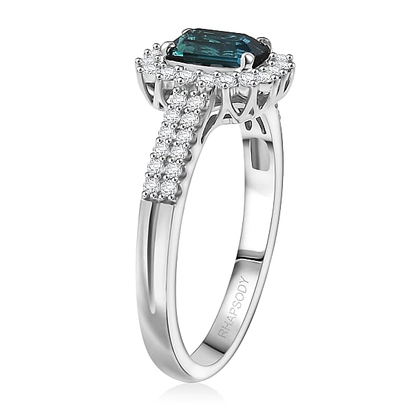 Certified & Appraised Rhapsody AAAA Monte Belo Indicolite And Diamond E-F VS 1.54 Ctw Ring In 950 Platinum 5.55 Grams