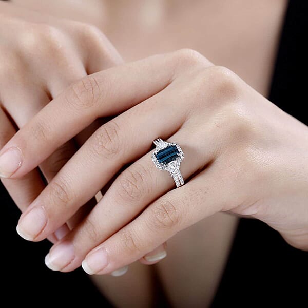 Certified & Appraised Rhapsody AAAA Monte Belo Indicolite And E-F VS Diamond 2.61 Ctw Ring In 950 Platinum 7.45 Grams