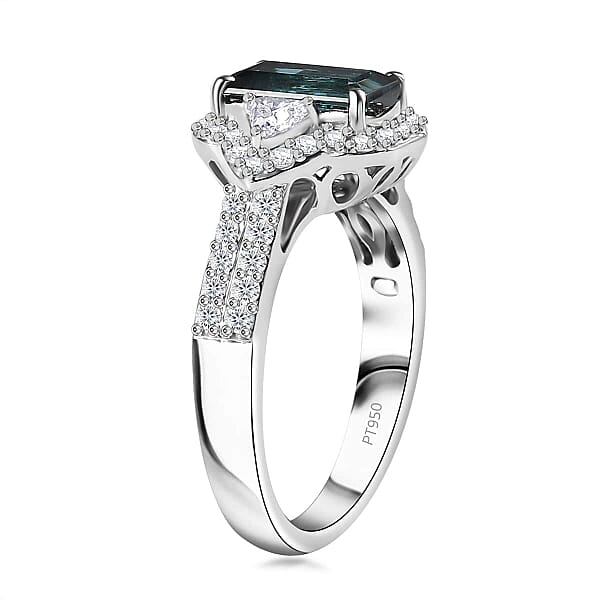 Certified & Appraised Rhapsody AAAA Monte Belo Indicolite And E-F VS Diamond 2.61 Ctw Ring In 950 Platinum 7.45 Grams