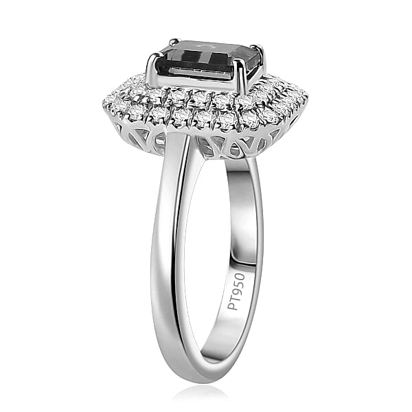 Certified & Appraised Rhapsody AAAA Monte Belo Indicolite And E-F VS Diamond 2.05 Ctw Double Halo Ring In 950 Platinum 7.85 Grams