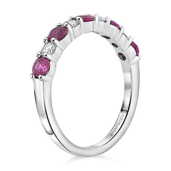 Certified & Appraised Rhapsody AAAA Montepuez Ruby And E-F VS Diamond 1.05 Ctw Ring In 950 Platinum 4.16 Grams