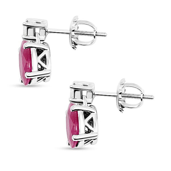 Certified & Appraised Rhapsody AAAA Montepuez Ruby And E-F VS Diamond 1.80 Ctw Earrings In 950 Platinum