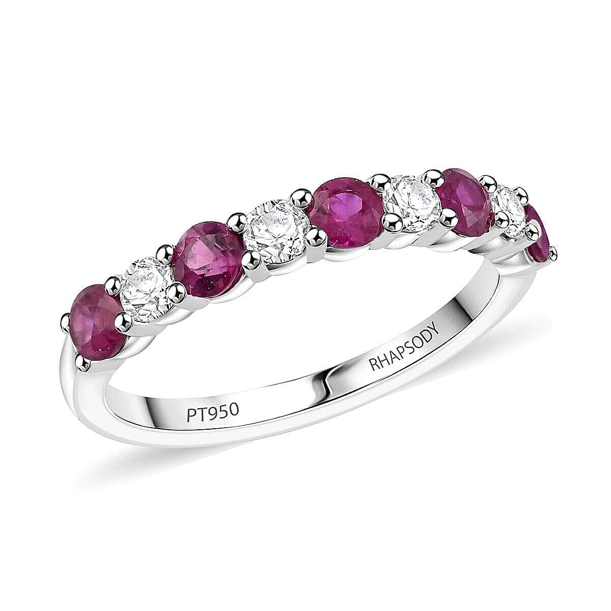 Certified & Appraised Rhapsody AAAA Montepuez Ruby And E-F VS Diamond 1.05 Ctw Ring In 950 Platinum 4.16 Grams