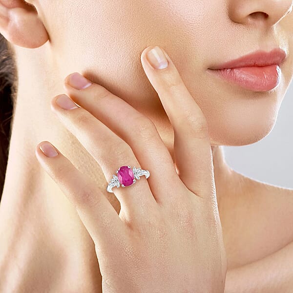 Certified & Appraised Rhapsody AAAA Mozambique Ruby And E-F VS Diamond 2.25 Ctw Ring In 950 Platinum 5.80 Grams