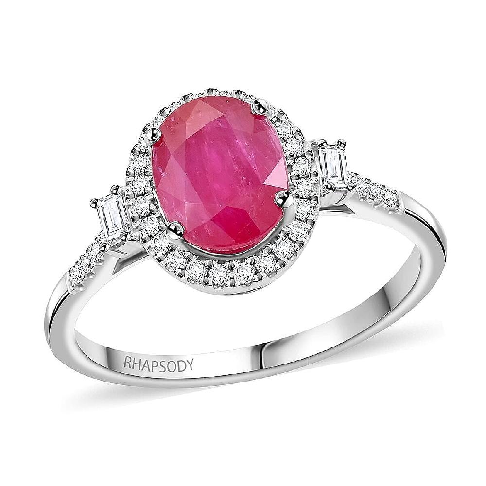 Certified & Appraised Rhapsody AAAA Mozambique Ruby and E-F VS Diamond 2.50 ctw Ring in 950 Platinum 5.85 Grams (Del. in 10-15 Days)