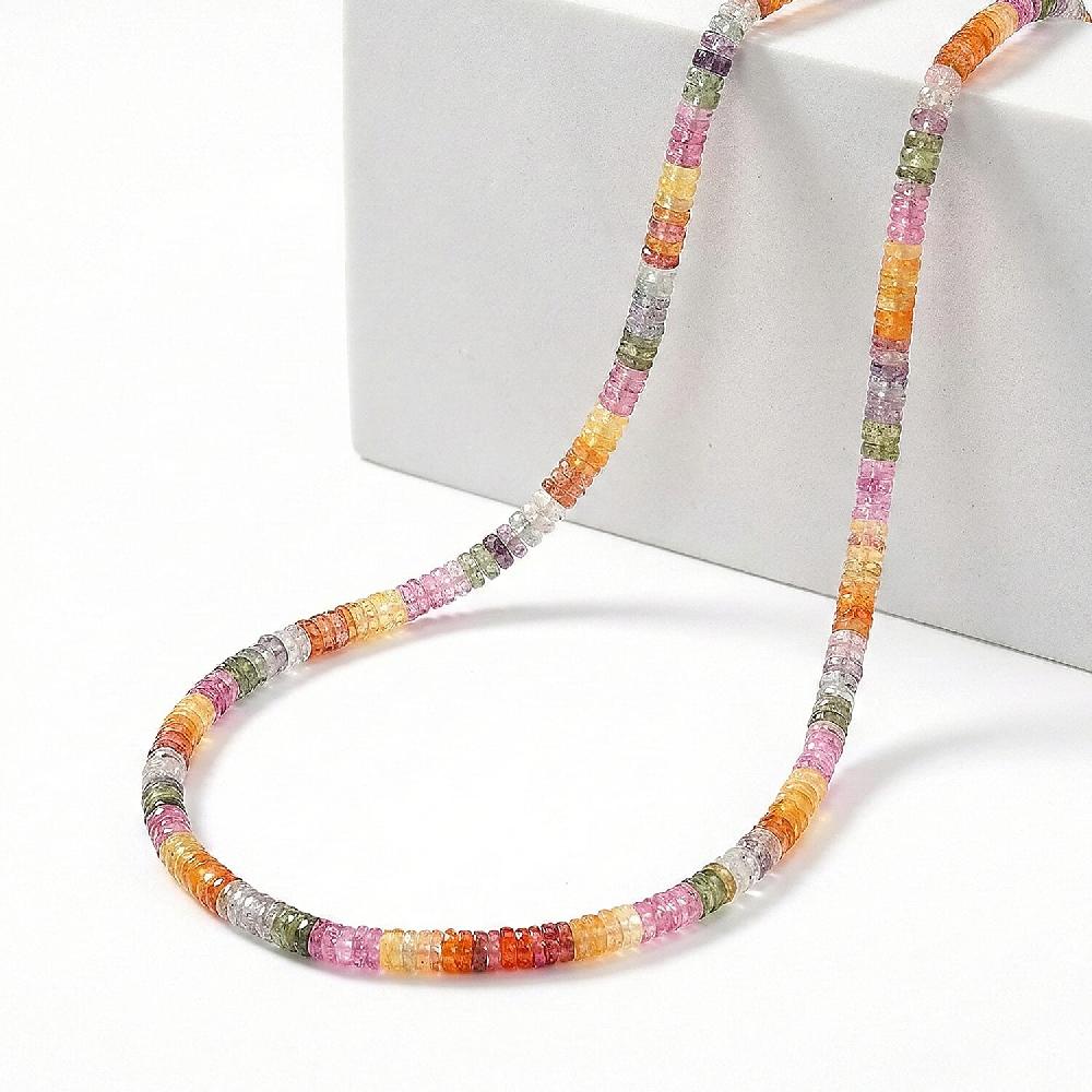 Certified & Appraised Rhapsody AAAA Multi Sapphire Beaded Graduated Necklace 950 Platinum Necklace 18-20 Inch Necklace 60.00 ctw