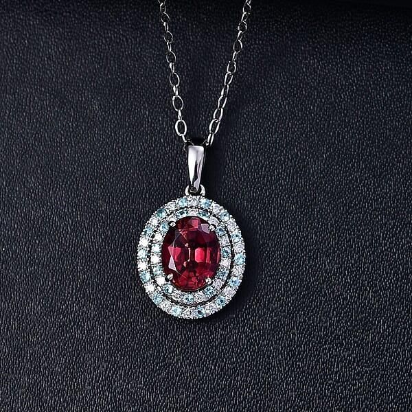 Certified & Appraised Rhapsody AAAA Ouro Fino Rubellite Paraiba Tourmaline And E-F VS2 Diamond 2.51 Ctw Pendant Necklace In 950 Platinum 20 Inches 3.60 Grams