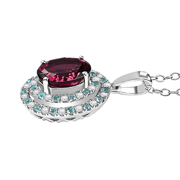 Certified & Appraised Rhapsody AAAA Ouro Fino Rubellite Paraiba Tourmaline And E-F VS2 Diamond 2.51 Ctw Pendant Necklace In 950 Platinum 20 Inches 3.60 Grams
