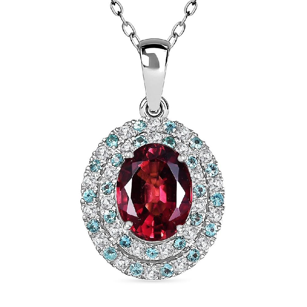 Certified & Appraised Rhapsody AAAA Ouro Fino Rubellite Paraiba Tourmaline and E-F VS2 Diamond 2.51 ctw Pendant Necklace in 950 Platinum 20 Inches 3.60 Grams