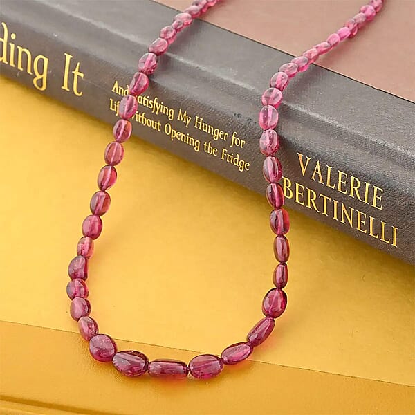 Certified & Appraised Rhapsody AAAA Ouro Fino Rubellite 70.00 Ctw Beaded Necklace 18 Inches In 950 Platinum