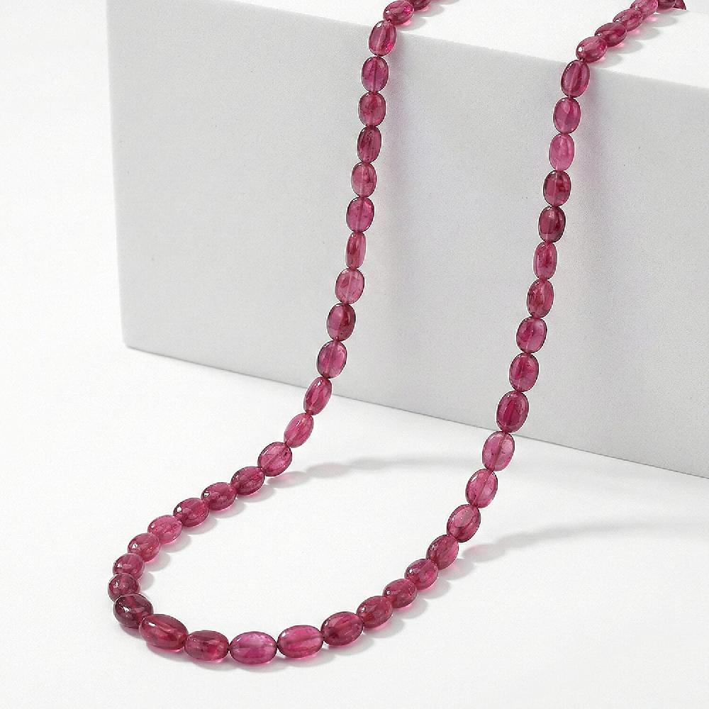 Certified & Appraised Rhapsody AAAA Ouro Fino Rubellite 70.00 ctw Beaded Necklace 18 Inches in 950 Platinum