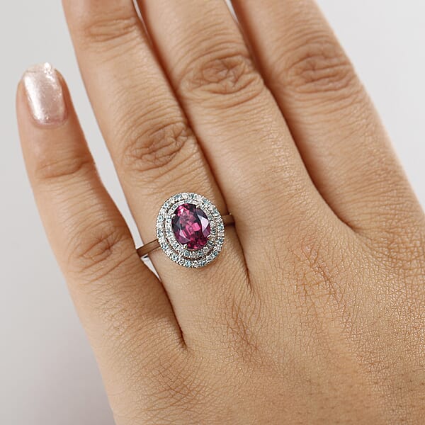 Certified & Appraised Rhapsody AAAA Ouro Fino Rubellite Paraiba Tourmaline And E-F VS Diamond 2.50 Ctw Ring In 950 Platinum 6.65 Grams