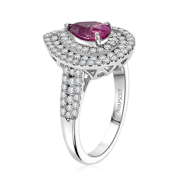 Certified & Appraised Rhapsody AAAA Padparadscha Sapphire And E-F VS2 Diamond 2.50 Ctw Double Halo Ring In 950 Platinum 7 Grams