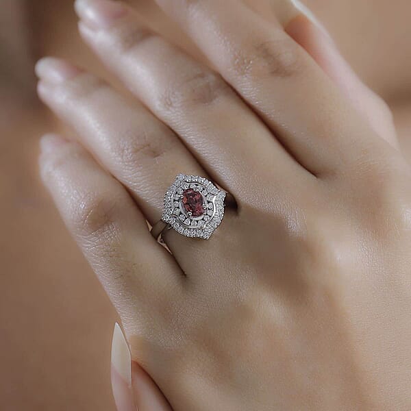 Certified & Appraised Rhapsody AAAA Padparadscha Sapphire And E-F VS2 Diamond 1.53 Ctw Ring In 950 Platinum 6.78 Grams