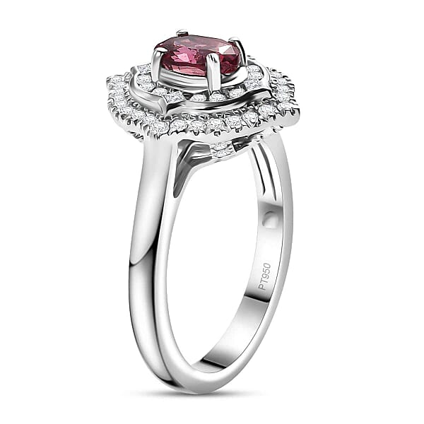 Certified & Appraised Rhapsody AAAA Padparadscha Sapphire And E-F VS2 Diamond 1.53 Ctw Ring In 950 Platinum 6.78 Grams