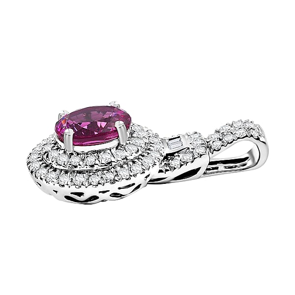 Certified & Appraised Rhapsody AAAA Padparadscha Sapphire And E-F VS2 Diamond 2.02 Ctw Pendant Without Chain In 950 Platinum