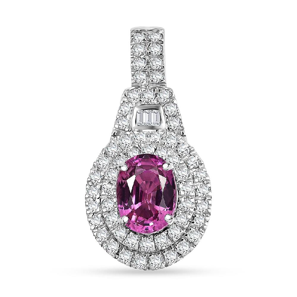 Certified & Appraised Rhapsody AAAA Padparadscha Sapphire and E-F VS2 Diamond 2.02 ctw Pendant without Chain in 950 Platinum