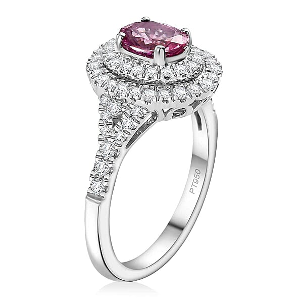 Certified & Appraised Rhapsody AAAA Padparadscha Sapphire And E-F VS2 Diamond 1.80 Ctw Ring In 950 Platinum 6 Grams