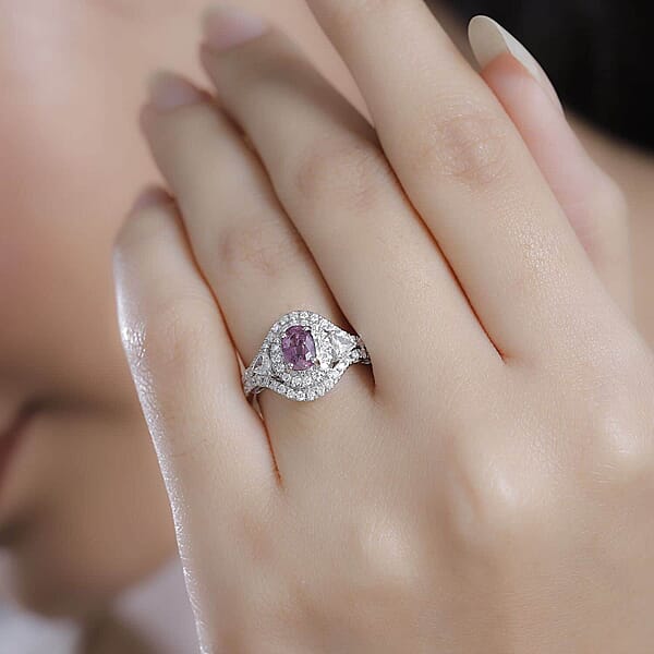 Certified & Appraised Rhapsody AAAA Padparadscha Sapphire And E-F VS2 Diamond 1.75 Ctw Ring In 950 Platinum 6.65 Grams