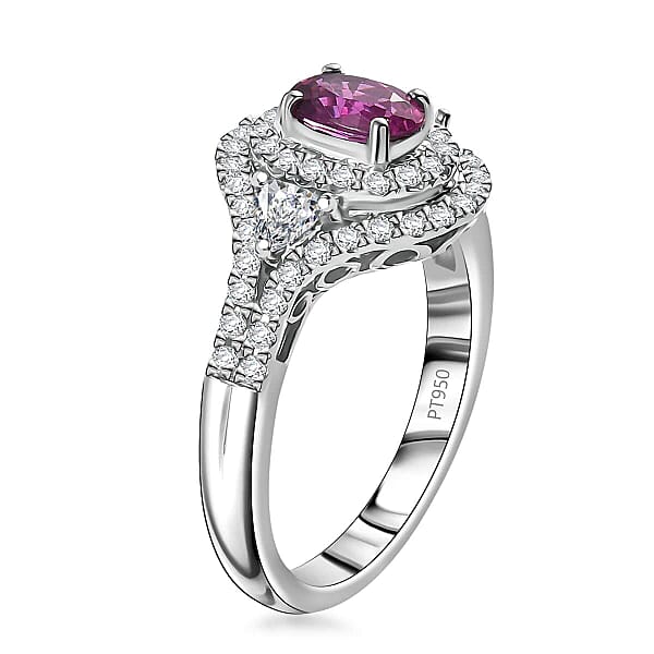 Certified & Appraised Rhapsody AAAA Padparadscha Sapphire And E-F VS2 Diamond 1.75 Ctw Ring In 950 Platinum 6.65 Grams