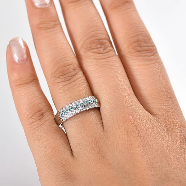 Certified & Appraised Rhapsody AAAA Paraiba Tourmaline And E-F VS2 Diamond 0.60 Ctw Ring In 950 Platinum 6.80 Grams