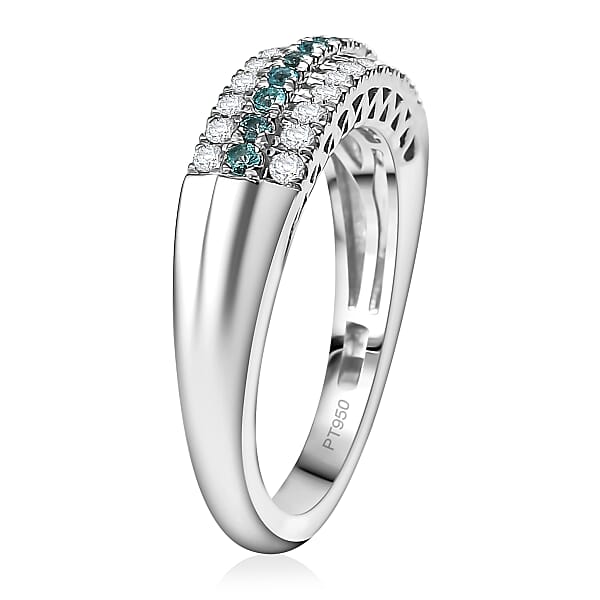 Certified & Appraised Rhapsody AAAA Paraiba Tourmaline And E-F VS2 Diamond 0.60 Ctw Ring In 950 Platinum 6.80 Grams
