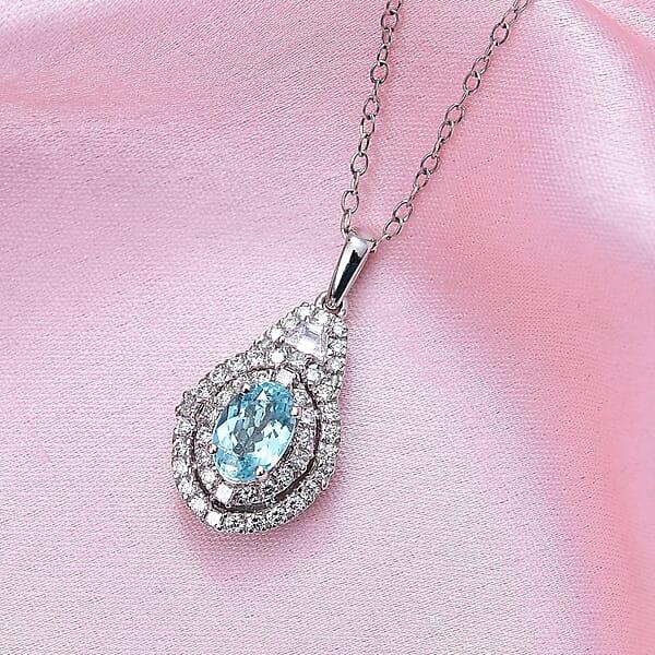 Certified & Appraised Rhapsody AAAA Paraiba Tourmaline And E-F VS2 Diamond 2.22 Ctw Pendant Necklace In 950 Platinum 4.53 Grams 20 Inches (Del. In 10-12 Days)