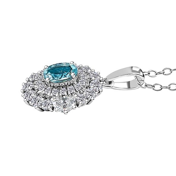 Certified & Appraised Rhapsody AAAA Paraiba Tourmaline And E-F VS2 Diamond 2.25 Ctw Pendant Necklace In 950 Platinum 5.50 Grams 20 Inches