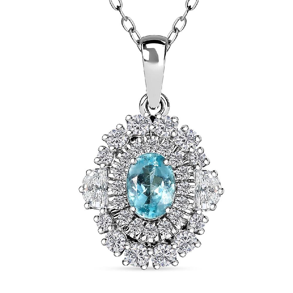 Certified & Appraised Rhapsody AAAA Paraiba Tourmaline and E-F VS2 Diamond 2.25 ctw Pendant Necklace in 950 Platinum 5.50 Grams 20 Inches