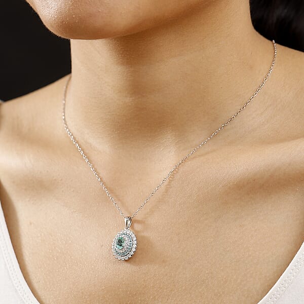 Certified & Appraised Rhapsody AAAA Paraiba Tourmaline And E-F VS2 Diamond 2.00 Ctw Sunburst Pendant Necklace In 950 Platinum 20 Inches 5 Grams