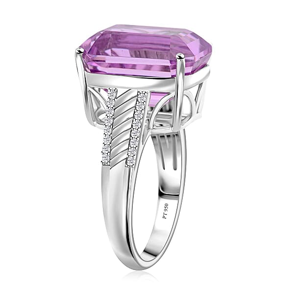 Certified & Appraised Rhapsody AAAA Patroke Kunzite And E-F VS Diamond 16.10 Ctw Ring In 950 Platinum 9.85 Grams