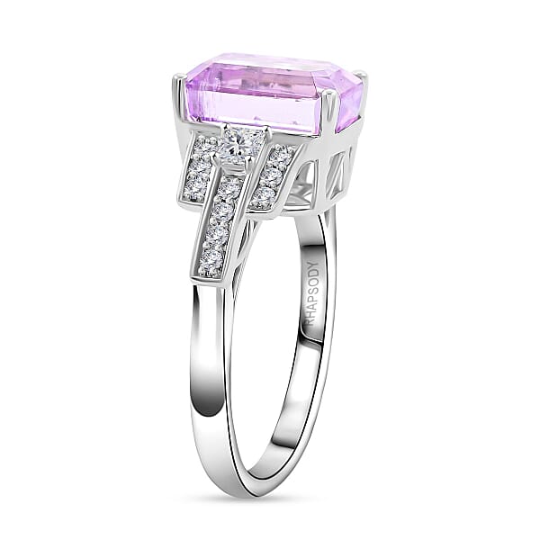 Certified & Appraised Rhapsody AAAA Patroke Kunzite And E-F VS Diamond 6.00 Ctw Ring In 950 Platinum 7.85 Grams