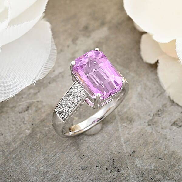 Certified & Appraised Rhapsody AAAA Patroke Kunzite And Diamond E-F VS Ring In 950 Platinum 8.20 Grams 6.75 Ctw