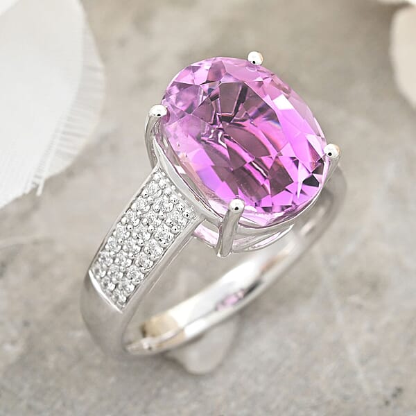 Certified & Appraised Rhapsody AAAA Patroke Kunzite And E-F VS Diamond 7.00 Ctw Ring In 950 Platinum 8.25 Grams