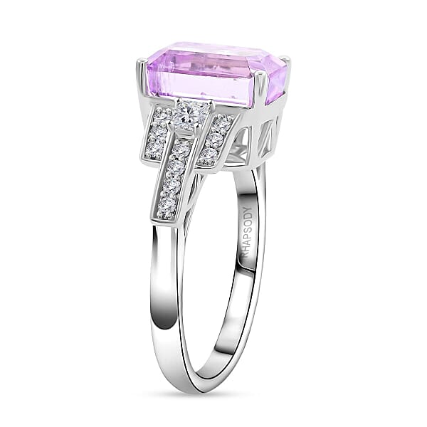 Certified & Appraised Rhapsody AAAA Patroke Kunzite And E-F VS Diamond 6.00 Ctw Ring In 950 Platinum 7.85 Grams