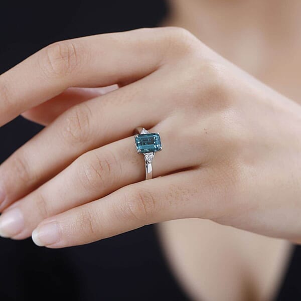 Certified & Appraised Rhapsody AAAA Pirineu Lagoon Tourmaline And E-F VS Diamond 2.47 Ctw Ring In 950 Platinum 7.80 Grams